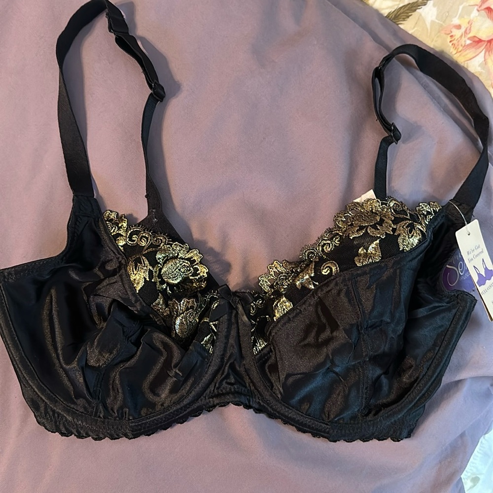 Brand new with tags Cacique black with metallic gold detail bra.